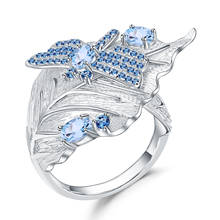 Женское кольцо gemb's BALLET, из серебра 925 пробы, с натуральным швейцарским синим топазом, 0,78 карат 2024 - купить недорого