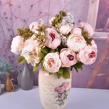 50cm Pink Silk Peony Artificial Flowers Big Bouquet Arrangement Fake Flower White DIY Home Hotel Party Wedding Decoration Wreath 2024 - buy cheap