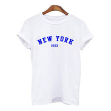 Novo verão mulheres camiseta simples branco manga curta tshirt nova iorque multicolorido letras impressão tshirt feminino harajuku tshirt senhora 2024 - compre barato