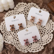 MISSNICE Fashion Lovely Flocking Small Bear Stud Earrings Sweety Lovely Style Brown Three-dimensional Jewelry Lady Ear Accessory 2024 - buy cheap