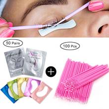 50Pairs Pillows for Eyelash Extension Under Eye Pads And 100Pcs Disposable Lash Micro Brushes Cotton Swab For Eyelashes Makeup 2024 - buy cheap