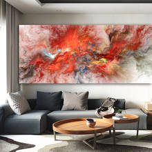 WANG ART-pintura al óleo de paisaje de nube naranja, lienzo abstracto, arte de pared para sala de estar, póster nórdico, impresión, decoración del hogar 2024 - compra barato