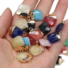 Natural Stone Pendant Square shape Faceted Semi-Precious Exquisite Charm for Jewelry Making DIY Necklace Earrings Accessories 2024 - buy cheap