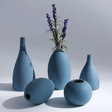 Vaso artístico pequeno para moer azulejos, cerâmica preto azul cinza, arte e artesanato, acessórios de decoração para casa moderno 2024 - compre barato