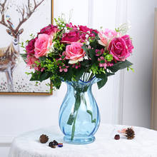 Ramo de rosas de seda artificial para decoración del hogar, ramo de rosas para boda, fiesta 2024 - compra barato