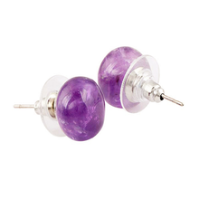 FYJS Unique Silver Plated Bread Shape Natural Purple Amethysts Stone Stud Earrings Modern Accessories 2024 - buy cheap