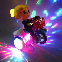 Детский трюк трехколесный велосипед с музыкой светодиодный светильник 360 градусов вращающийся милый мультфильм модель Электрический симулятор маленький автомобиль детские игрушки 2024 - купить недорого