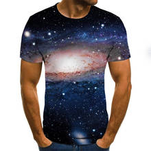 Летняя мужская футболка с 3D-принтом, повседневная мужская футболка с коротким рукавом и круглым вырезом, модная футболка с 3D-принтом звезд и галактики, Топ 2024 - купить недорого