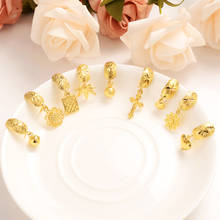 gold flower drop earring Ethiopian/Nigeria/Kenya /Ghana  Gold color Dubai african Arab Middle Eastern Jewelry Mom girl  Gifts 2024 - buy cheap