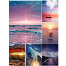 5D Diamond Painting landscape Cross stitch Full Drill Diamond Embroidered Sunset Set Mosaic Picture of Rhinestones Decor Gift 2024 - buy cheap