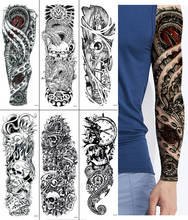 Водонепроницаемая Временная полная татуировка на руку, рука робота, поддельная татуировка, наклейка, Череп, часы, тату, наклейки, тату, искусство для мужчин и женщин 2024 - купить недорого