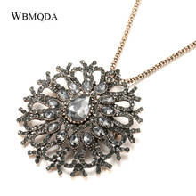 Wbmqda colar de noiva com flor de cristal cinza, colar feminino de luxo para festa na praia, joia vintage 2024 - compre barato