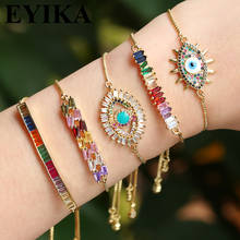 Eyika pulseira de arco-íris, acessórios de cor, joias com pingentes, corrente, 22.5cm, zircônia cúbica colorida para mulheres 2024 - compre barato