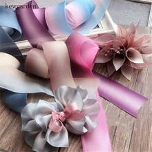 Kewgarden 1,5 "38 мм цветной градиент Вуаль ленты DIY бант корсаж аксессуары для волос вручную изготовленная лента для упаковки цветов полоса 10 метров 2024 - купить недорого