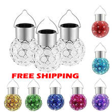 LED Solar Light Glass Ball Crystal Hanging Color Changing Light Decoration Light For Outdoor Lighting Garden Courtyard