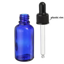 Gotero de cristal azul vacío, frasco con gotero de aceite Nasal, botella rellenable de líquido E con tapa negra, 30ml, 6 unidades/lote 2024 - compra barato