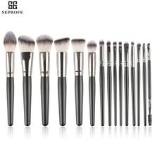 Seprofe New 15pcs Black Makeup Brushes Set Eye Shadow Powder Foundation Blush Brush Make Up Blending Concealer Cosmetic Tools 2024 - buy cheap