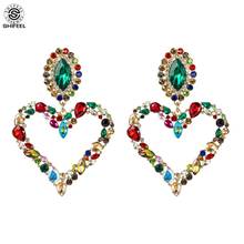 SHIFEEL 2019 New Fashion Women Jewelry Handmade Multicolor Rhinestone Heart-shaped Big Drop Earrings 2024 - buy cheap