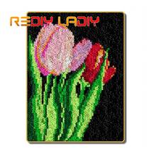 Latch Hook Rug Kits Pink Tulips Flower Crocheting Carpet Rug 100% Acrylic Yarn Sofa Cushion Mat DIY Carpet Rug Home Decor Crafts 2024 - buy cheap