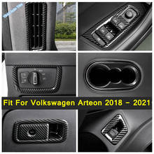 Rear Seat Water Cup / Headlight Switches / Window Pillar A Air AC Cover Trim Carbon Fiber Look For Volkswagen Arteon 2018 - 2021 2024 - buy cheap