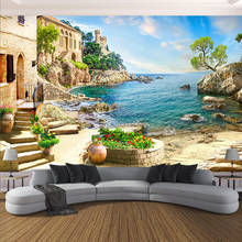 Custom Mural Luxury Wallpaper Seaside Landscape Fresco Living Room Restaurant Wall Sticker Waterproof Tapety 3D Papel De Parede 2024 - buy cheap