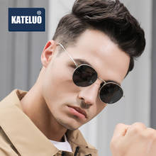 KATELUO-gafas de sol redondas Retro para hombre, lentes de sol con revestimiento polarizado, UV400, K3448, 2020 2024 - compra barato