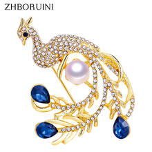 ZHBORUINI 2019 Natural Pearl Brooch Noble Peacock Pearl Breastpin Freshwater Pearl Jewelry For Women Christmas Gift Accessories 2024 - buy cheap