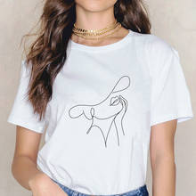 Woman Shirts Summer Simple Abstract Tshirt Korean Skuggans Creative Line Art T-shirt Women Harajuku Streetwear Tops Tee Shirt 2024 - buy cheap