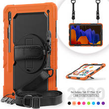 360 Rotation Silicone Case with Shoulder Strap for Samsung Galaxy Tab S8 S7 Plus 12.4" T970 T975 X800 X806 Shockproof Cover 2022 2024 - buy cheap