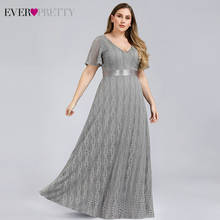 Plus Size Lace Evening Dresses For Women Ever Pretty A-Line V-Neck Short Sleeve Elegant Party Gowns Robe De Soiree Sirene 2020 2024 - buy cheap