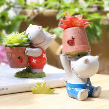 2pcs Cartoon Hippo Flowerpot Mini Succulent Plant Pots Home Decoration Figurine Animal Couple Planter 2024 - buy cheap