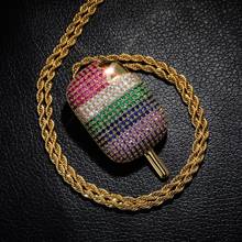JINAO Iced Out Ice cream pendant Copper Gold Rose Gold Silver Color Micro Paved Zircon Hip Hop Full Cubic zirconia Gift 2024 - buy cheap