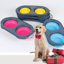 Tigela de silicone macio para cachorro, tigela dobrável para cães, portátil, para viagem, 2 em 1, para animais de estimação, gato, beber e alimentar, suprimentos para animais de estimação 2024 - compre barato