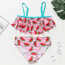 3-10years Children's Swimwear Two Piece 2021 Girls Swimsuit Striped Fruit Swimwear Watermelon Ruffle Styel Bathingsuit For Girls 2024 - buy cheap