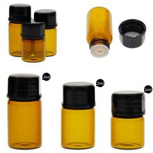 Mini botella de aceite esencial de 1/2/3ml, bote con orificio marrón reductor y tapa rellenable, contenedores de cosméticos de vidrio 2024 - compra barato