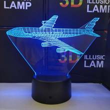 Controle remoto 3d led night light avião forma de aeronaves usb mesa crianças atmosfera noite lâmpada novidade presentes do navio da gota 2024 - compre barato