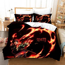 Juego de ropa de cama de lujo personalizado, juego de cama de Demon Slayer, decoración para el hogar, ropa de cama de tamaño doble, Queen y King, funda de edredón de Anime, funda de almohada 2024 - compra barato