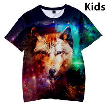 Футболка для детей возрастом от 3 до 14 лет футболка с 3D принтом «космическая Галактика», «волк» футболка с короткими рукавами и рисунком для мальчиков и девочек футболка, детская одежда 2024 - купить недорого