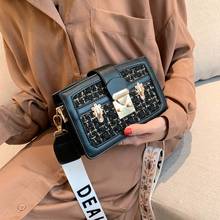 Шерстяная женская сумка через плечо 2019 брендовая дизайнерская женская сумка через плечо Осенняя зимняя модная маленькая квадратная сумка с замком 2024 - купить недорого