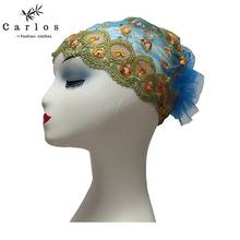 12 Piece Fashion Muslim female turban hat bonnet gold velvet hot rhinestone solid Indian beanie hair bonnets cap for women 2024 - buy cheap