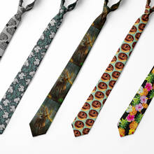 Gravatas estampadas skinny para homens, vários estilos de poliéster 8cm floral colorido rena para casamento 2024 - compre barato