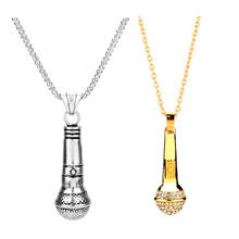 Crystal Necklace Rapper Microphone Pendant Necklace Men Women Gold Color Rhinestone Necklace Hip Hop Jewelry Accessories 2024 - buy cheap