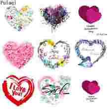 Pulaqi Printed Iron On Transfer Heat Transfer Vinyl Sticker Applique Iron On Transfers For Clothes Flower Butterfly Heart Patch 2024 - buy cheap