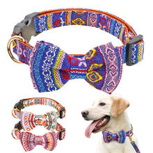 Estilo nacional arco nó colar do cão bonito filhote de cachorro coleiras para chihuahua pequenos cães impressão gravata borboleta colar para pequeno cão médio 2024 - compre barato