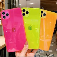 Neon Fluorescent Color Phone Cases For iphone 12 11 Pro Max 12 Mini X XR XS Max 6 6S 7 8 Plus SE 2020 Fully protected soft cover 2024 - купить недорого