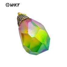 WT-NP358 WKT, оптовая продажа, подвеска в виде столба из натурального кристалла, украшения из горного хрусталя, великолепный камень с цветным гальваническим покрытием 2024 - купить недорого