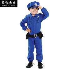 Dia das bruxas menino/menina policiais trajes crianças cosplay uniforme da polícia do exército conjunto de roupas manga longa combate uniforme desempenho 2024 - compre barato