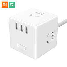 Оригинальный Xiaomi Mijia мини переносной магический куб Conventer 3 USB 5V 2.1A зарядное устройство 6 портов Штепсель для электрической розетки дорожный адаптер 250V 2024 - купить недорого