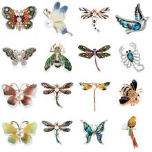 Pintura a óleo strass borboleta libélula abelha broche colar pinos corsage animais emblemas jóias broches para crianças 2024 - compre barato