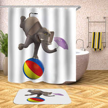 Cortina de banho com estampa de elefante, cortina de banho impermeável para banheira do banheiro capa de banho extra grande grande 12pçs de ganchos 2024 - compre barato